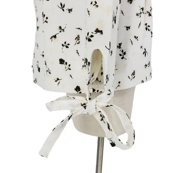 Hinge Blazer Ivory Cotton Floral Tie Long Sleeve Open Front Jacket - Picture 5 of 8